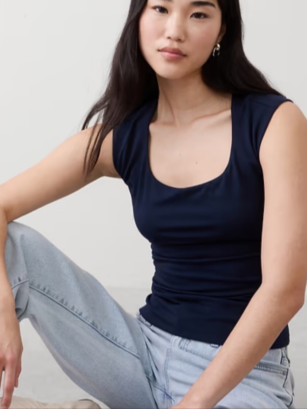 Banana Republic Soft Stretch Scoop Neck Navy Blue Tank Top NWT XS